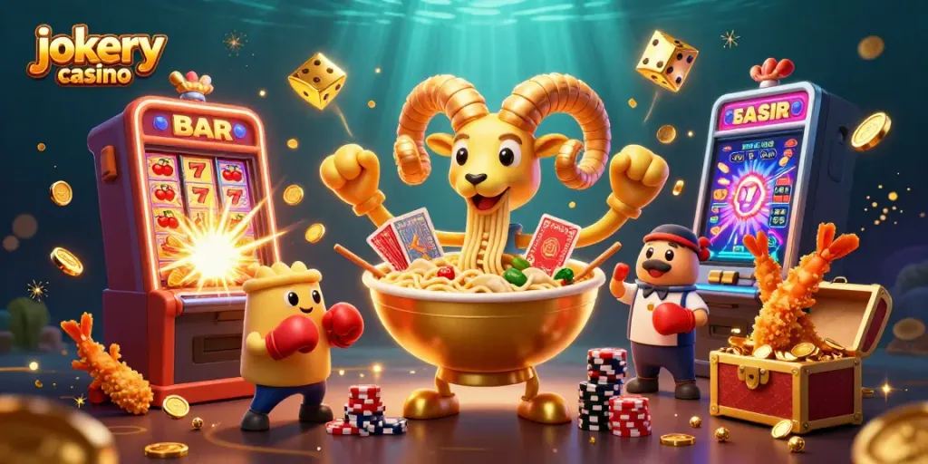 Experience the thrills of jokery casino with a vibrant 3D illustration showcasing playful characters and exciting gaming elements.