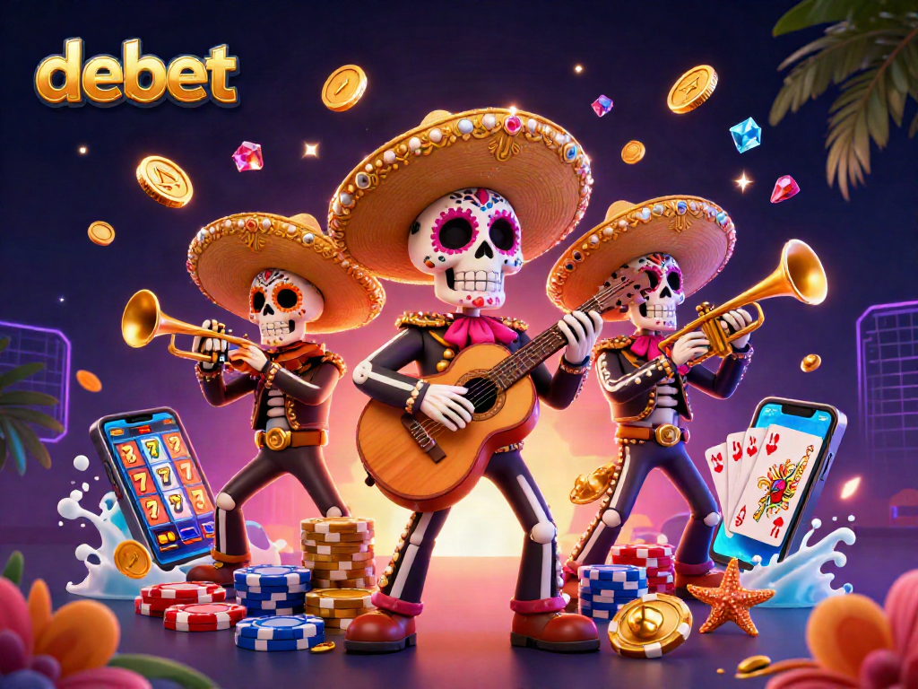 Engage with debet's vibrant casino scene featuring mariachi characters and thrilling gambling elements.